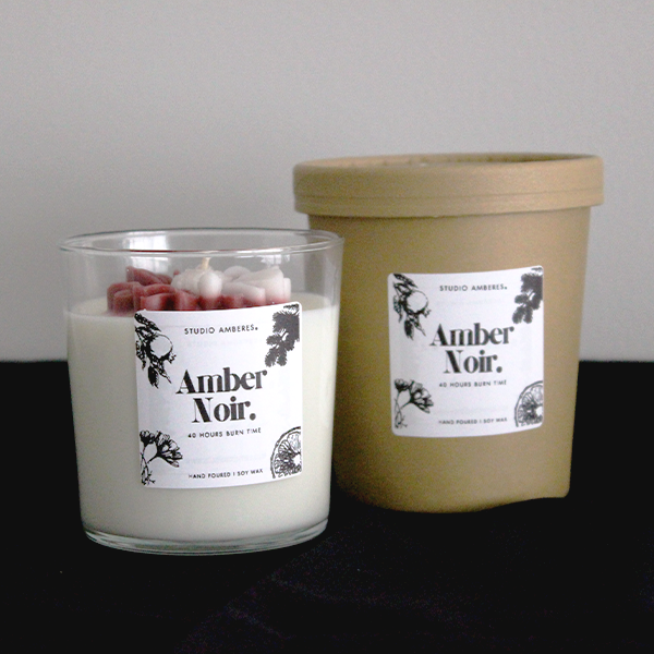 Amber Noir verpakking geurkaars