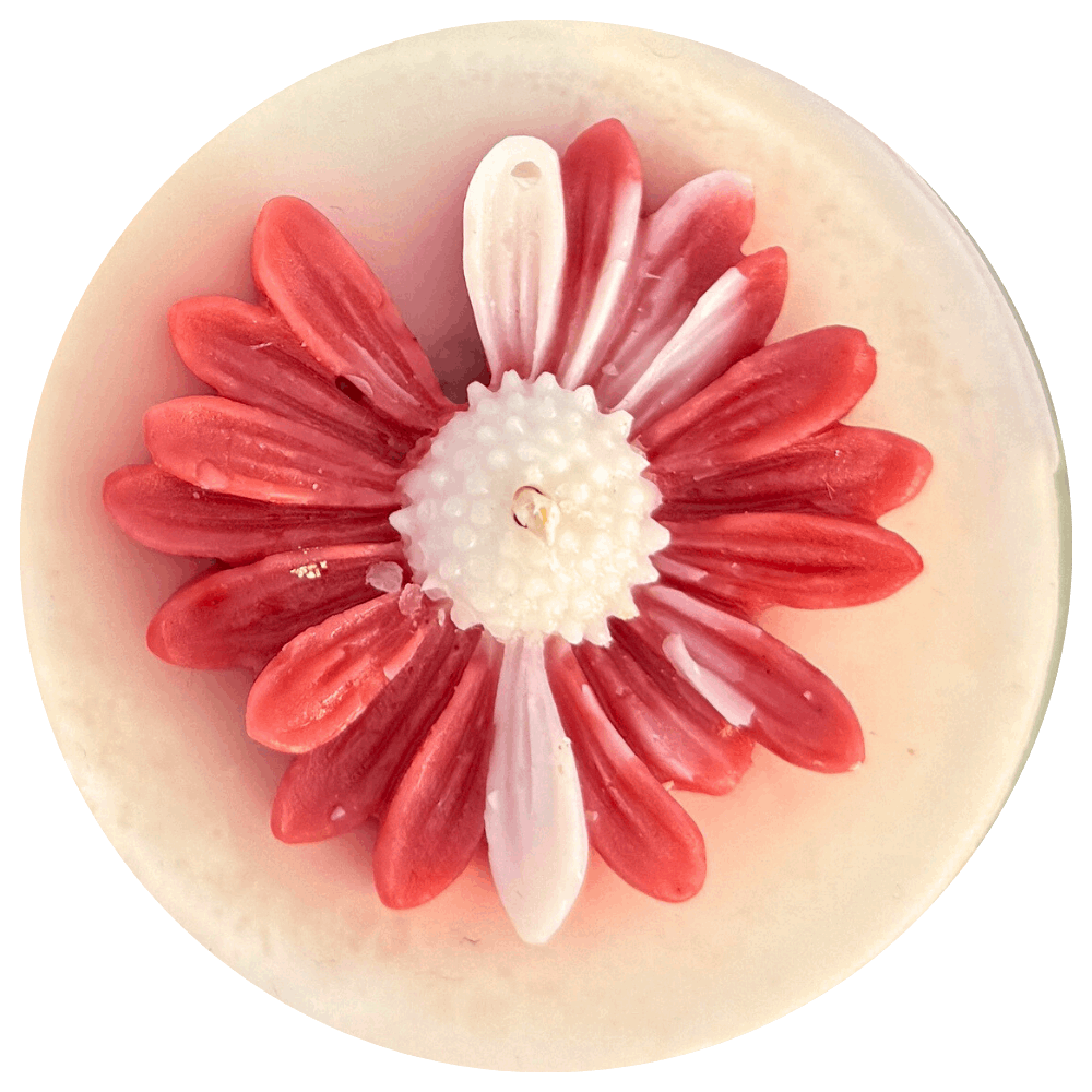 handgemaakte sojawas geurkaars Aurelia met waxbloemen